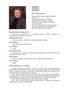OBORSKY Gennadiy A. 02.07.1954 State awards and honors The