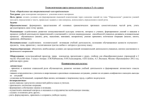 Рабочая карта урока русского языка ученика (цы) 5 А класса
