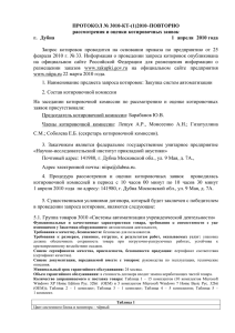 ПРОТОКОЛ № 3010-КТ-(1)2010–ПОВТОРНО рассмотрения и оценки котировочных заявок