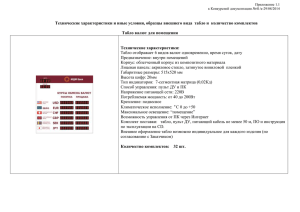 Приложение 1.1. Характеристики табло