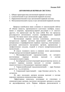 Лекция №10 АВТОНОМНАЯ НЕРВНАЯ СИСТЕМА Общая