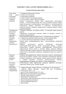 КОНСПЕКТ УРОКА «ОТЕЧЕСТВЕННАЯ ВОЙНА 1812 г.»  Технологическая карта урока Тема урока,