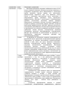 дисциплина  класс Аннотация к дисциплине математика 5 класс