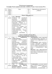 Тематическое планирование География. Россия: природа