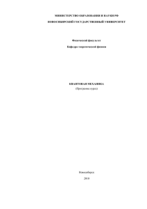 МИНИСТЕРСТВО ОБРАЗОВАНИЯ И НАУКИ РФ НОВОСИБИРСКИЙ ГОСУДАРСТВЕННЫЙ УНИВЕРСИТЕТ Физический факультет Кафедра теоретической физики