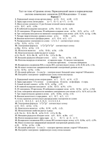 Тест по теме «Строение атома. Периодический закон и периодическая