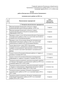 План работы Контрольно-счетной палаты Грязовецкого