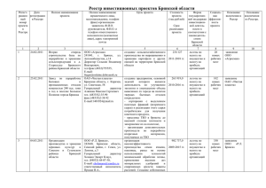 Реестр инвестиционных проектов Брянской области