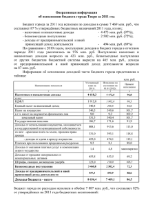 Оперативная информация об исполнении бюджета города Твери за 2011 год