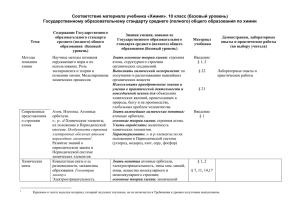 Соответствие материала учебника «Химия»