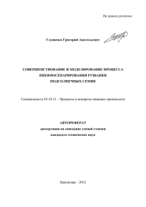 На правах рукописи  Глущенко Григорий Анатольевич СОВЕРШЕНСТВОВАНИЕ И МОДЕЛИРОВАНИЕ ПРОЦЕССА