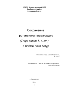 Сохранение рогульника плавающего  в пойме реки Амур