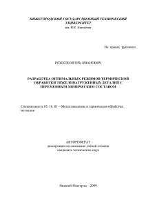 НИЖЕГОРОДСКИЙ ГОСУДАРСТВЕННЫЙ ТЕХНИЧЕСКИЙ УНИВЕРСИТЕТ  На  правах  рукописи