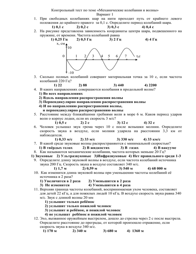Контрольный тест по физике 9 класс