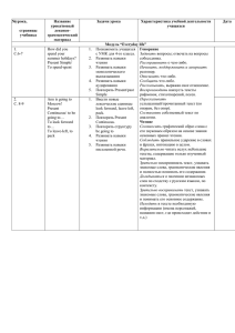 №урока, Название Задачи урока Характеристика учебной деятельности