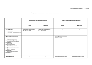 Стандарты медицинской помощи в офтальмологии