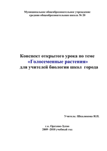 Урок по теме: «Голосеменные растения