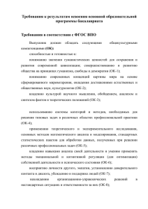 Требования к результатам освоения основной образовательной программы бакалавриата