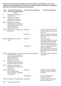 Перечень лекарственных препаратов для медицинского применения, в том числе