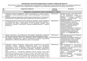 Требования к объектам придорожного сервиса Тюменской области