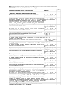 Таблица для проверки содержания договора и отчета об оценке