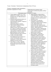 1  9 класс. Геометрия.  Тематическое планирование. Всего 102 часа.