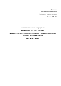 Муниципальная целевая программа Улейминского сельского поселения