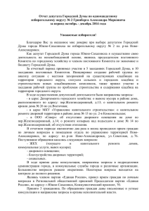 Отчет депутата Городской Думы по одномандатному