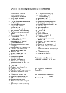 Список экзаменационных микропрепаратов