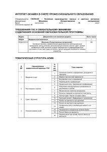 ИНТЕРНЕТ-ЭКЗАМЕН В СФЕРЕ ПРОФЕССИОНАЛЬНОГО ОБРАЗОВАНИЯ ТРЕБОВАНИЯ ГОС К ОБЯЗАТЕЛЬНОМУ МИНИМУМУ