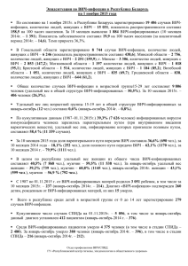 Эпидситуация по ВИЧ-инфекции в Республике Беларусь на 1 ноября 2015 года  158,5