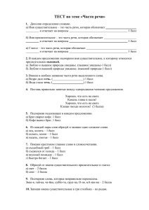 ТЕСТ по теме «Части речи»