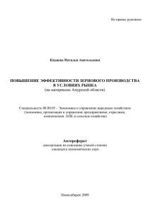 ПОВЫШЕНИЕ ЭФФЕКТИВНОСТИ ЗЕРНОВОГО ПРОИЗВОДСТВА В УСЛОВИЯХ РЫНКА (на материалах Амурской области)