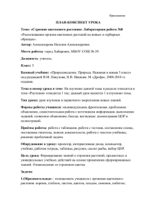 ПЛАН-КОНСПЕКТ УРОКА Тема: «Строение цветкового