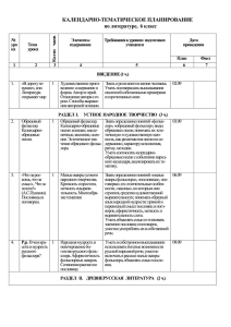 КАЛЕНДАРНО-ТЕМАТИЧЕСКОЕ ПЛАНИРОВАНИЕ по литературе,  6 класс