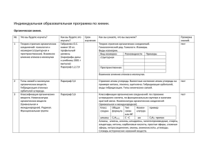 Индивидуальная образовательная программа по химии. Органическая химия.