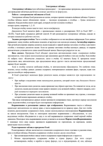 Электронные таблицы Работа для проведения табличных расчётов и сложных расчётов по формулам.