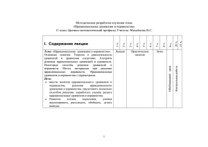 Методическая разработка изучения темы «Иррациональные уравнения и неравенства»