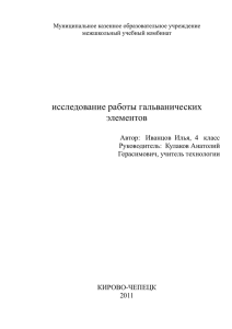 Исследование работы гальванических элементов