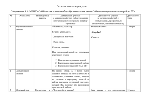 Технологическая карта урока.