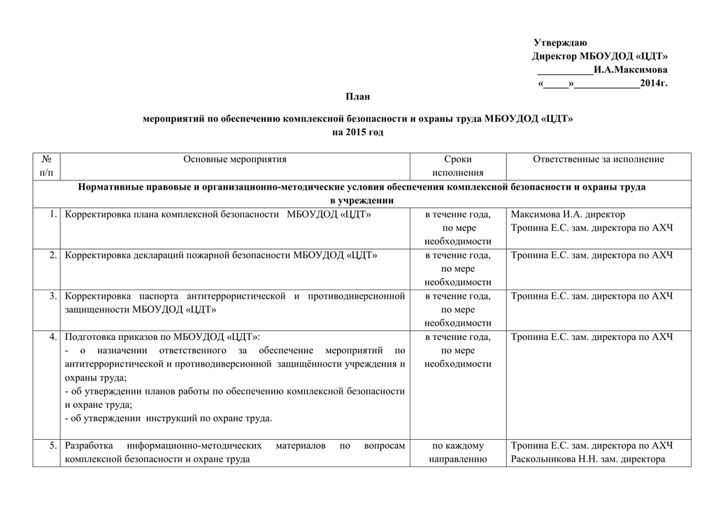 План комплексной безопасности минобрнауки