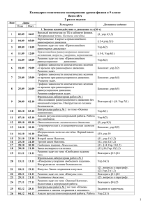 Календарно-тематическое планирование уроков физики в 9 классе Всего 68 ч