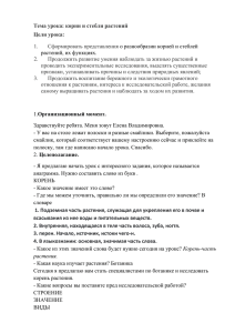 Тема урока: корни и стебли растений Цели урока: Сформировать представления 1.