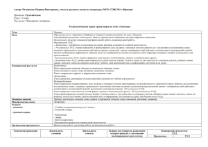 Технологическая карта - сайт Школы №1 г. Фрязино