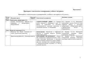 Примерное тематическое планирование учебного материала