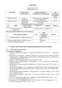 МАРКЕТИНГ  Код ООП Направление/