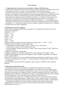 ПРИЛОЖЕНИЕ Металличность определяется способностью атомов отдавать электроны. Чем меньше надо отдать