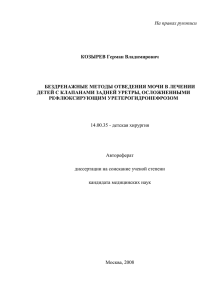 На правах рукописи КОЗЫРЕВ Герман Владимирович БЕЗДРЕНАЖНЫЕ МЕТОДЫ ОТВЕДЕНИЯ МОЧИ В ЛЕЧЕНИИ