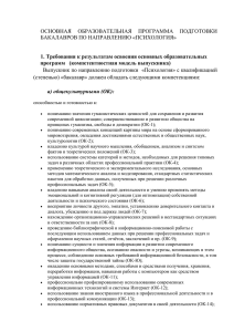 ОСНОВНАЯ  ОБРАЗОВАТЕЛЬНАЯ  ПРОГРАММА  ПОДГОТОВКИ БАКАЛАВРОВ ПО НАПРАВЛЕНИЮ «ПСИХОЛОГИЯ»