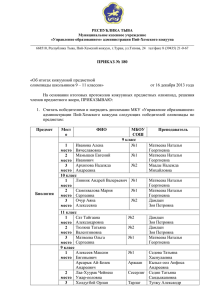 РЕСПУБЛИКА ТЫВА Муниципальное казенное учреждение